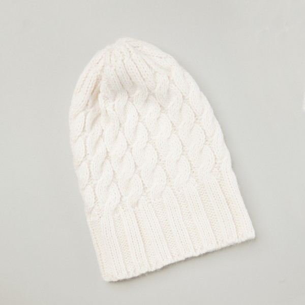 Tresse white cable knit beanie