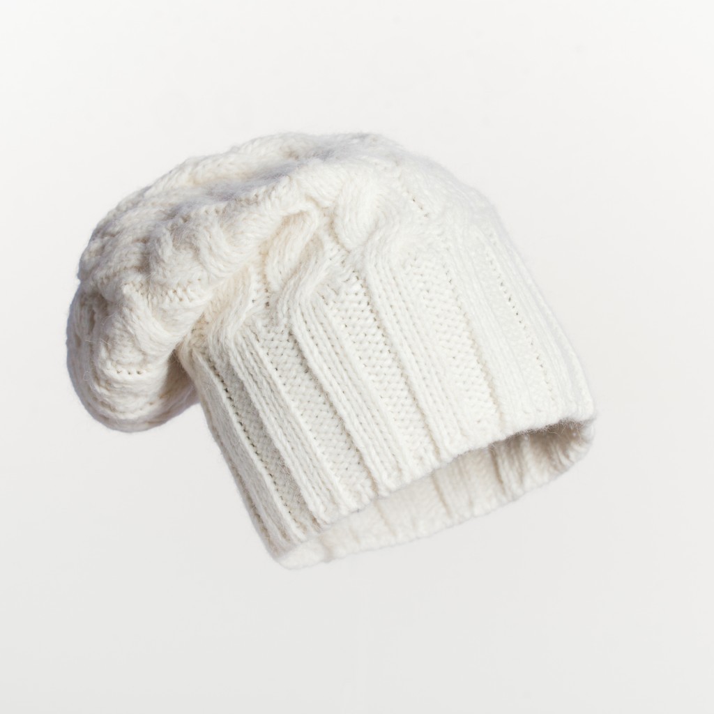 Tresse white cable knit beanie