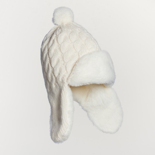 Tresse Unisex Merino Wool Blend Bomber Hat white