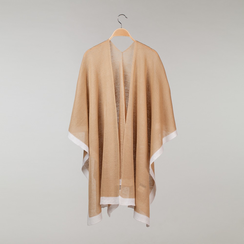 Brita Pure Linen Gold / White Poncho Brita linane pontšo kollane-valge
