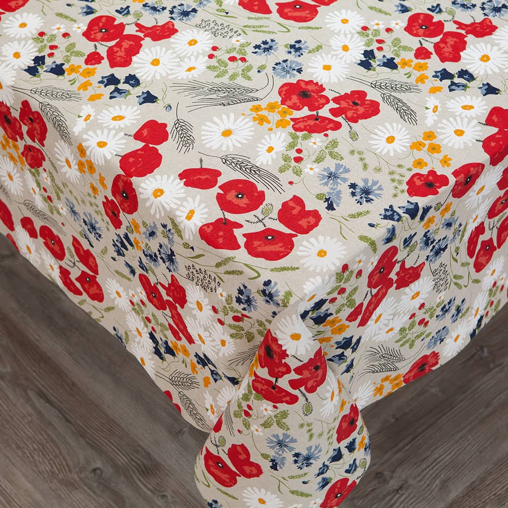 Natural Gray Chamomiles Print Tablecloth
