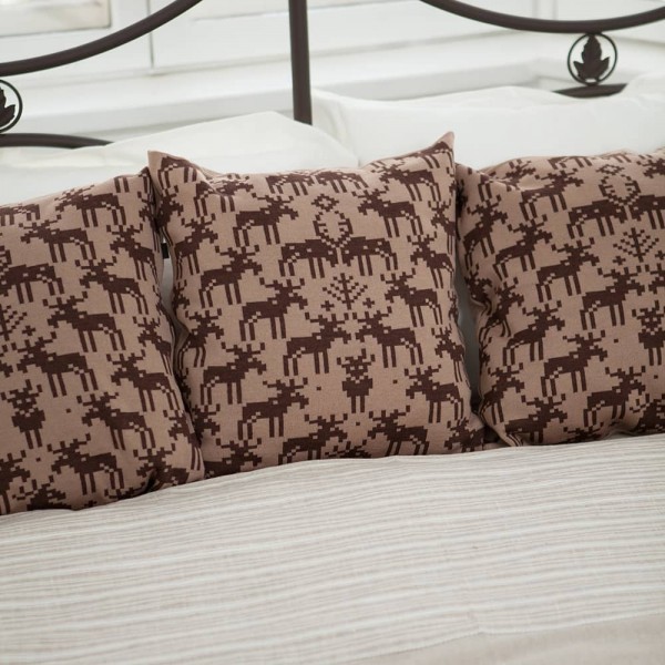 Reindeer Merino Wool Pillowcase beige-brown