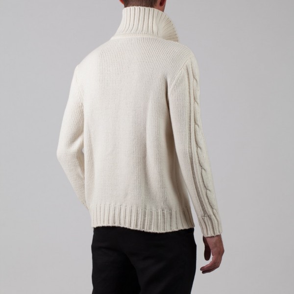 Rik wool blend cable white cardigan