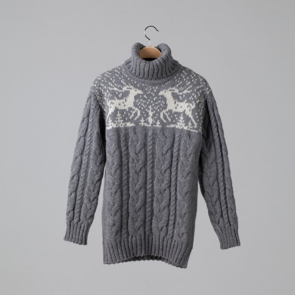 Silvester Wool Blend Cable Polo Neck gray jumper