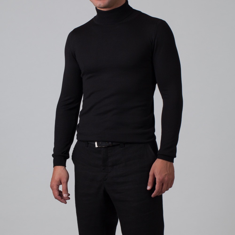 Balon Wool Blend Polo Neck Jumper Ivan wool pullover black