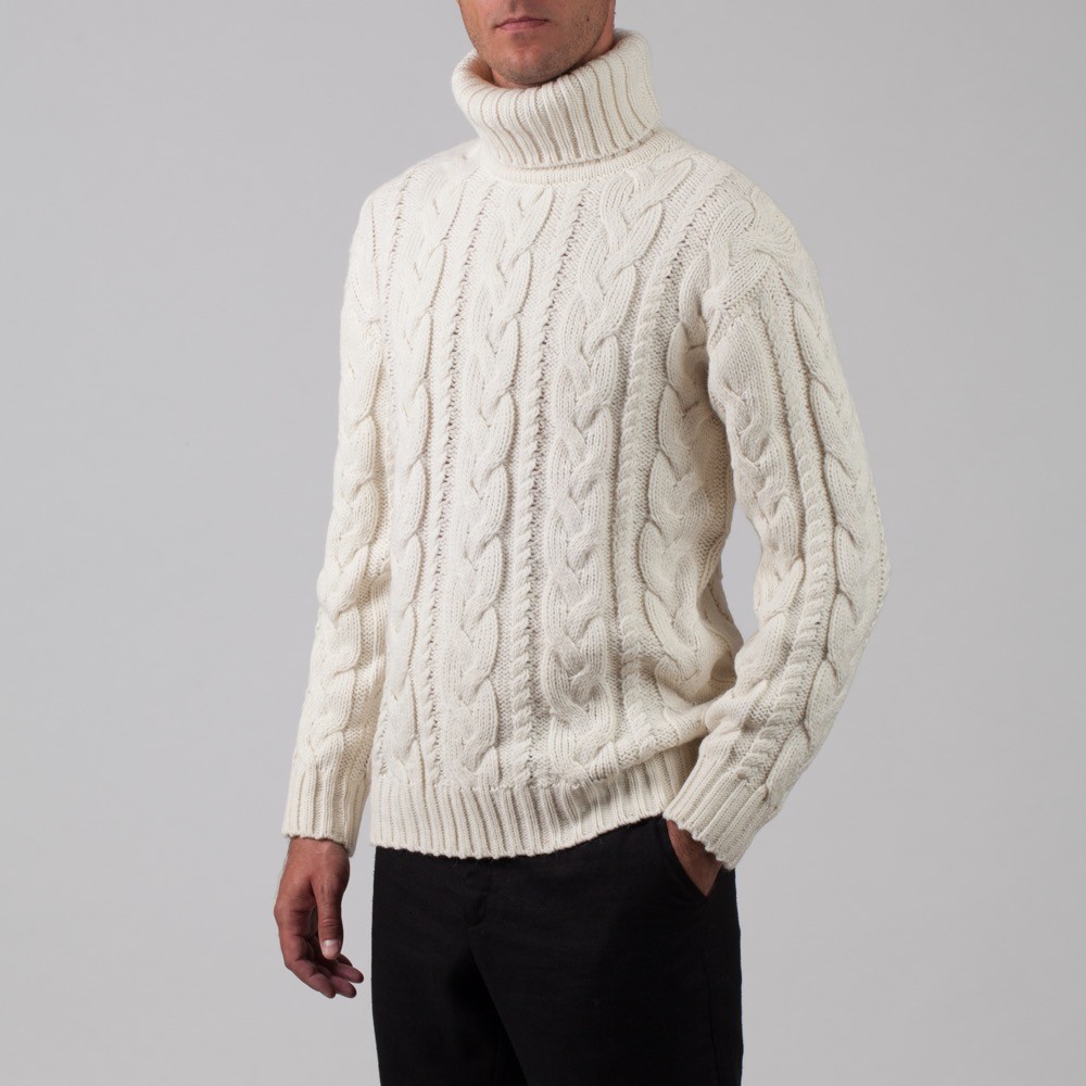 Bruce wool blend white hight-neck sweater