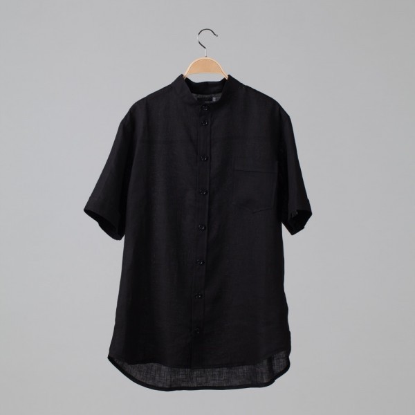 Sergio рубашка из льна с короткими рукавами черного цвета
