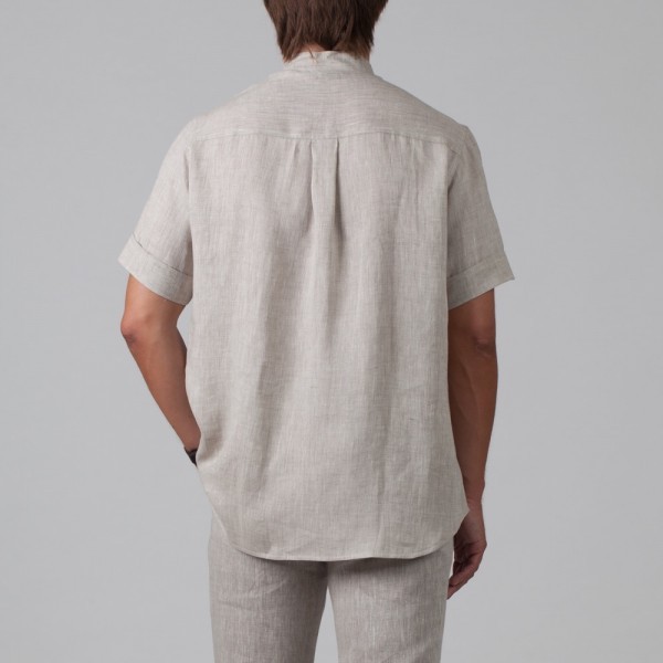 Sergio Linen Short Sleeve Shirt natural gray