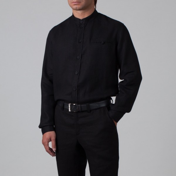 Sorento рубашка из льна свободного кроя черного цвета