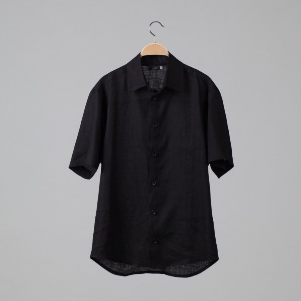 Marko Linen Short Sleeve Regular Fit Casual Shirt black