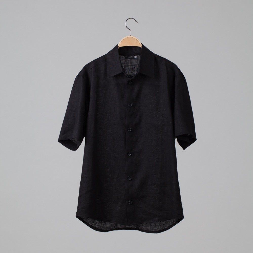 Marko рубашка из льна с короткими рукавами черного цвета