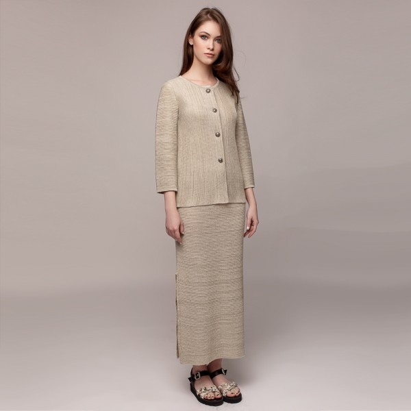Berga long links knit linen skirt natural
