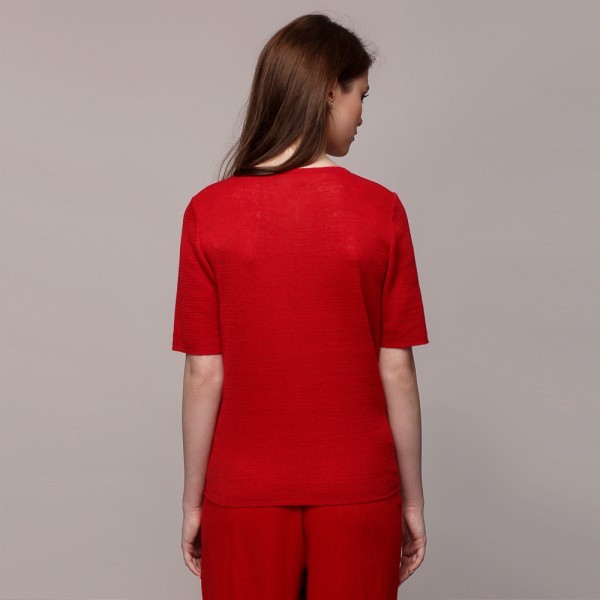 Nata льняной пуловер с коротким рукавом красного цвета