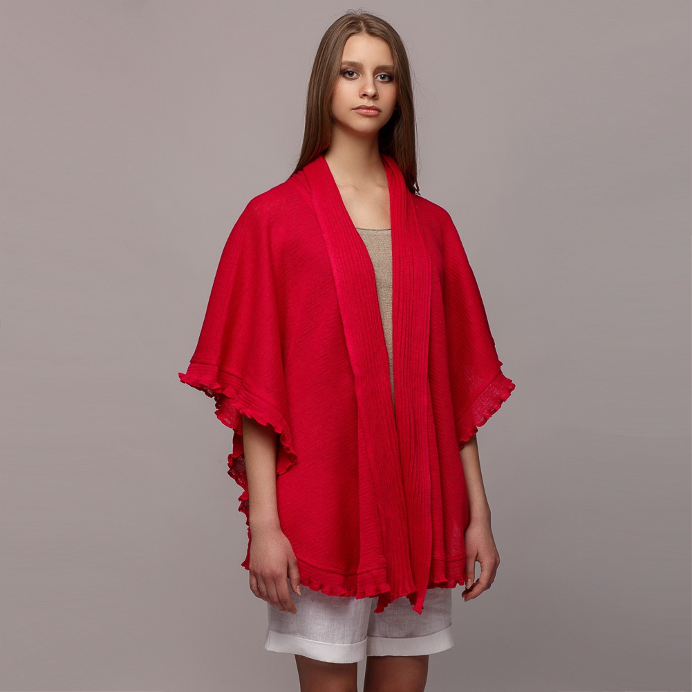 Madlen pure linen poncho red