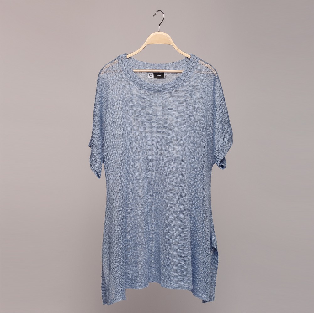 light blue short sleeve sweater