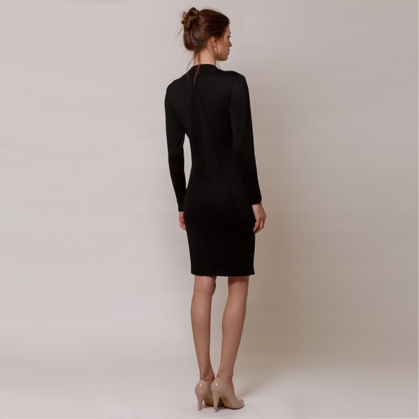 Vanessa шерстяное платье с длинным рукавом черного цвета