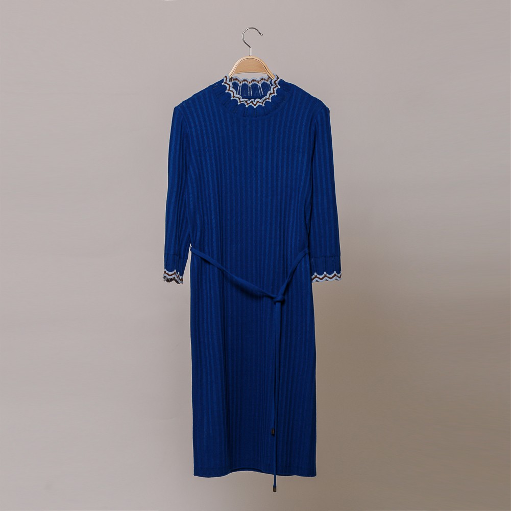 Andria шерстяное платье с поясом синего цвета