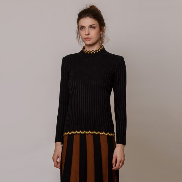 Andrea high neck wool black pullover