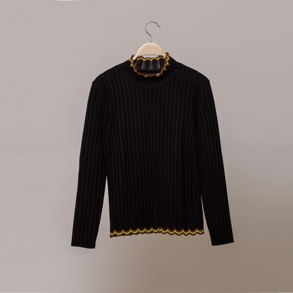 Andrea шерстяной пуловер с высоким горлом черного цвета