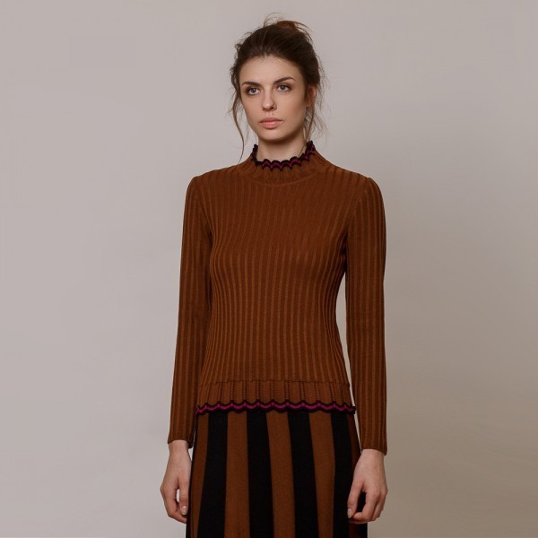 Andrea high neck wool brown pullover
