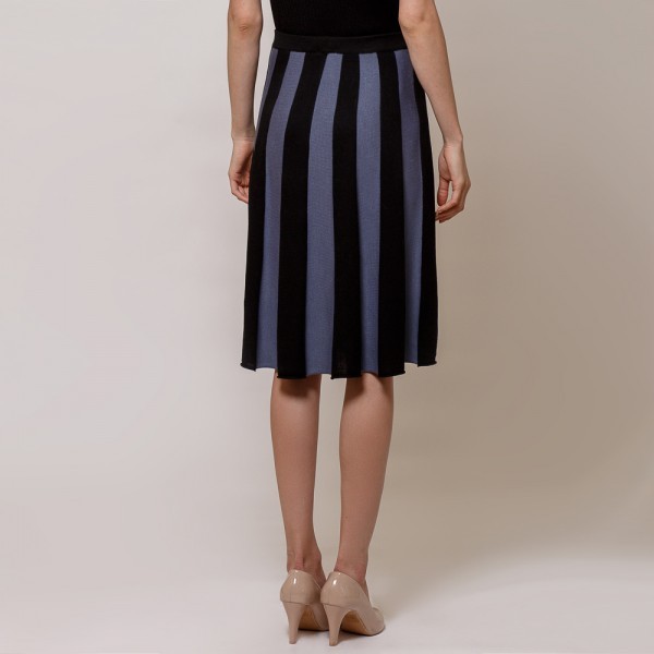 Andrea двухцветная шерстяная юбка черно-синего цвета