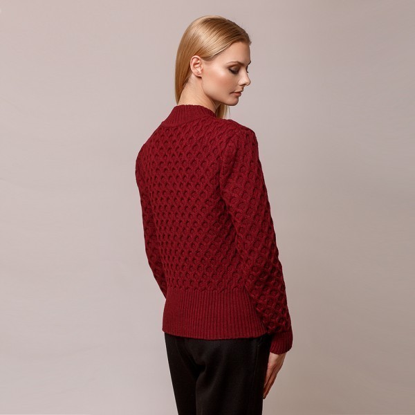 Vaselina пуловер с узором "Косы"из чистой шерсти бордового цвета