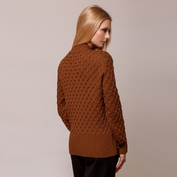 Vaselina пуловер с узором "Косы"из чистой шерсти коричневого цвета
