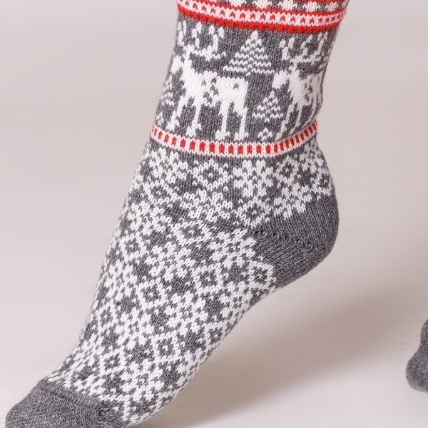 Deer warm pure wool socks gray