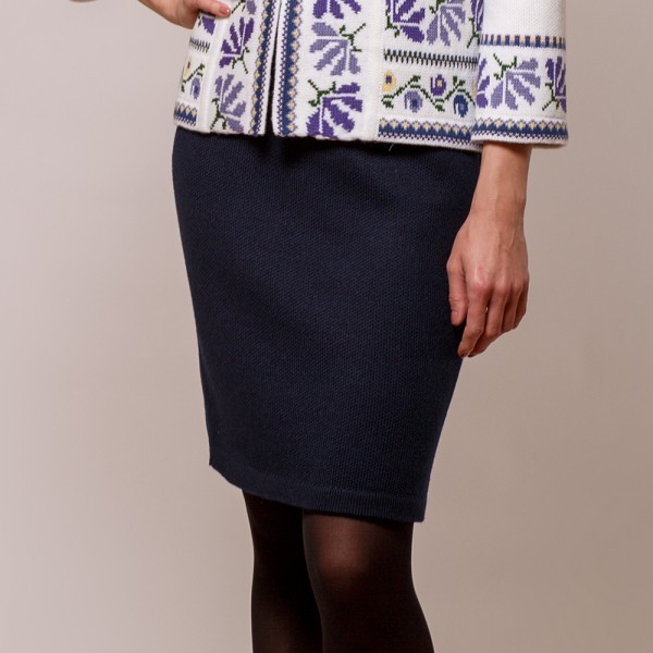 Tulla pure wool knit short skirt blue