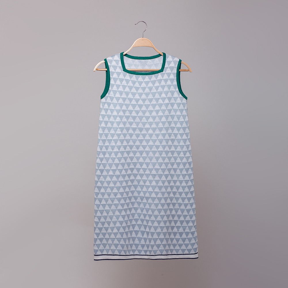 Relika льняное платье с жаккардовым узором светло-синего цвета