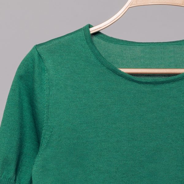 Frida cotton short sleeve green pullover mixed with silk
