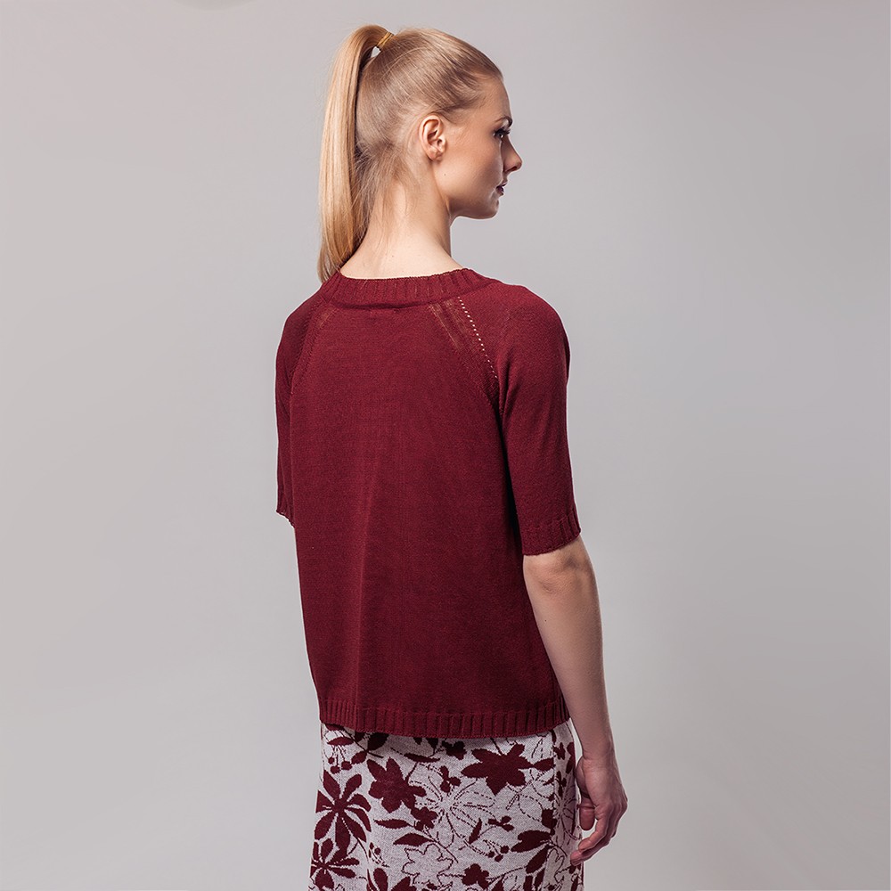 pl261-Molly-bordo-xab (1) Molly O-kaelusega lühikeste varrukatega bordopunane topp