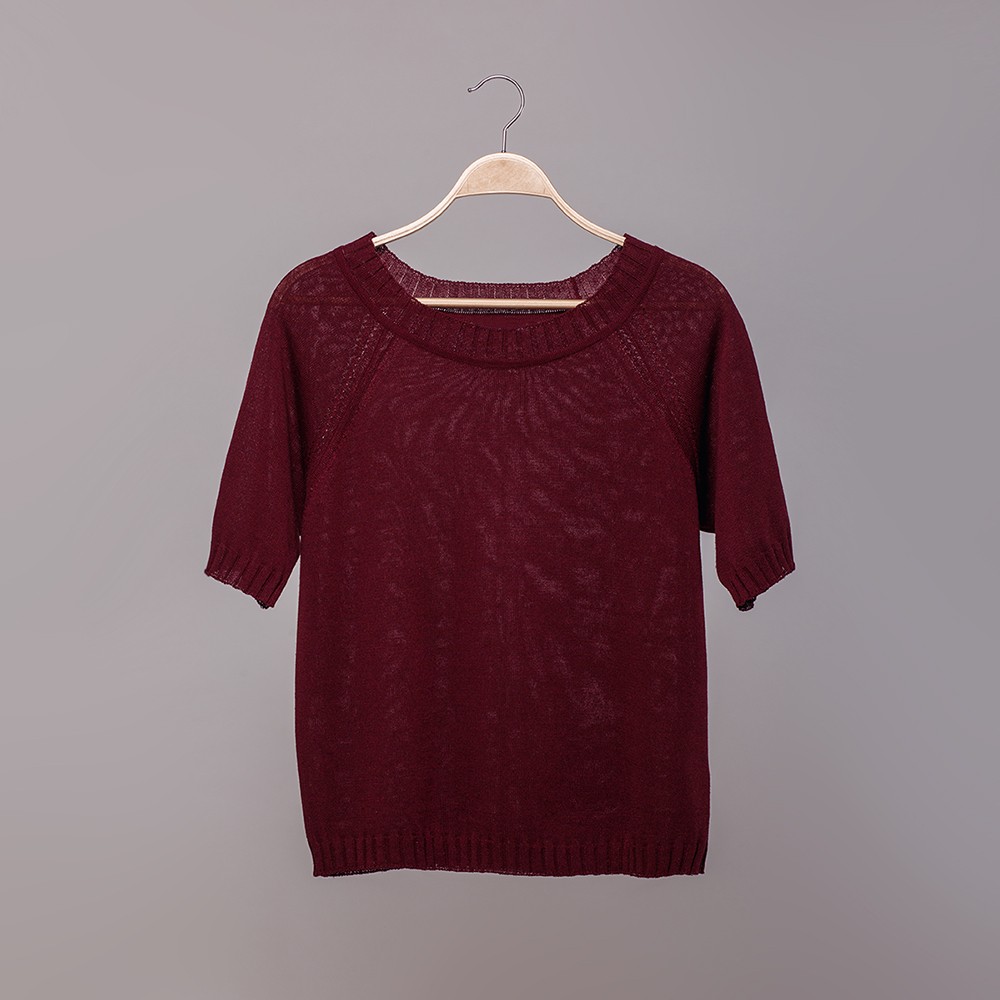 pl261-Molly-bordo-xab Molly O-kaelusega lühikeste varrukatega bordopunane topp