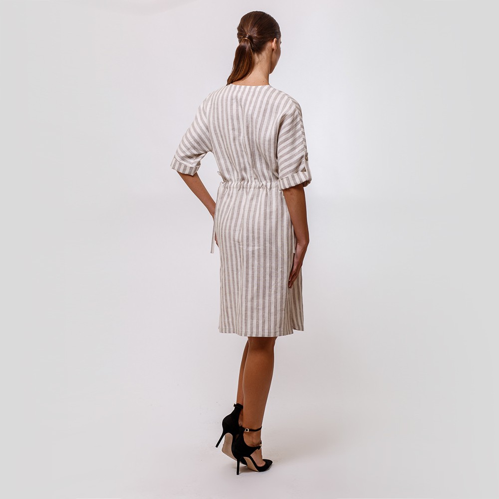 dr150-damira-dress-white-natural gray (1) Damira платье в полоску из чистого льна