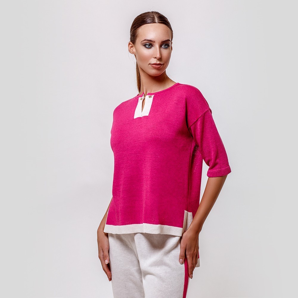 Jenna knit pink pullover fuxia