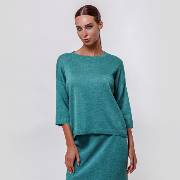 Oleksa O-neck knit pullover green