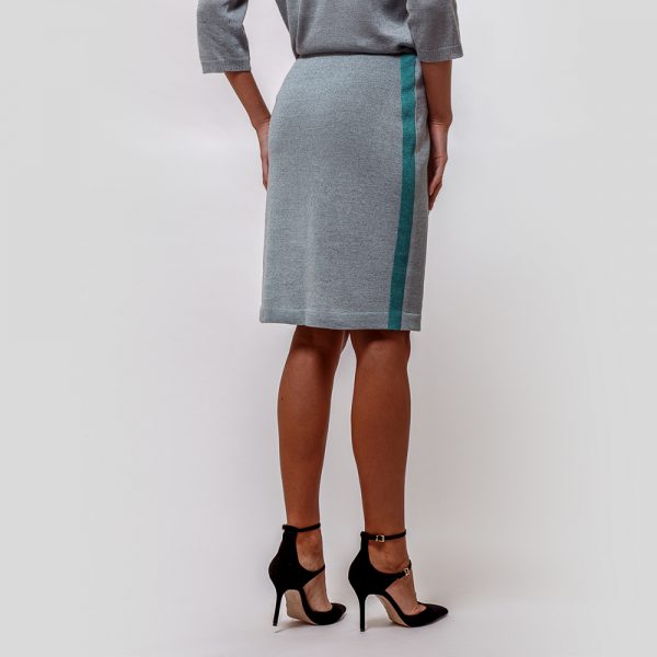 Jenna трикотажная юбка бирюзового цвета с контрастными полосками по бокам