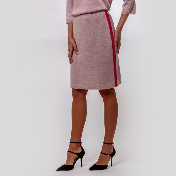 Jenna knit skirt with contrast side band light pink