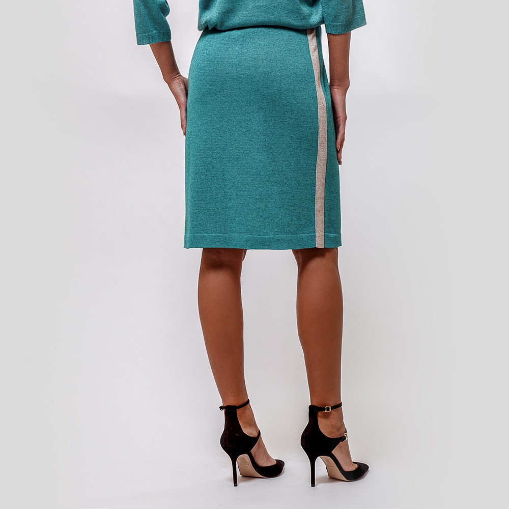 sk106-Jenna-skirt-turquoise (2) Jenna kootud seelik kontrastse küljetriibuga türkiis