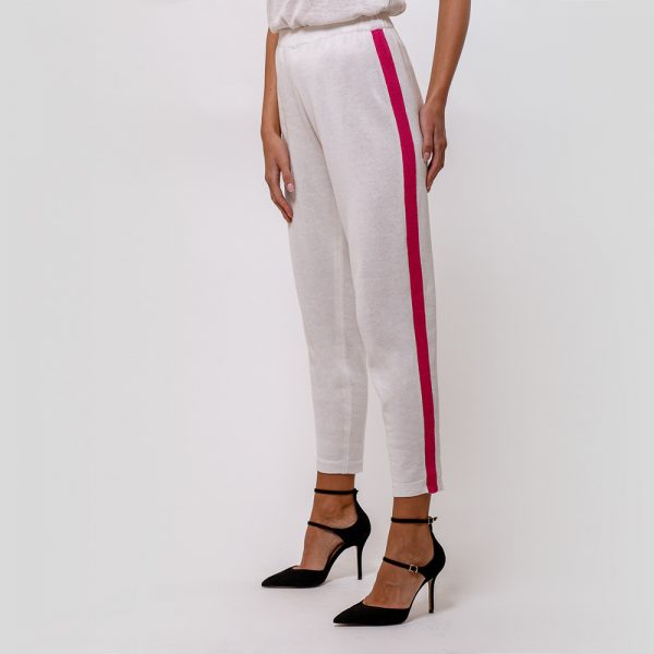 Jenna knitted trousers with side band white
