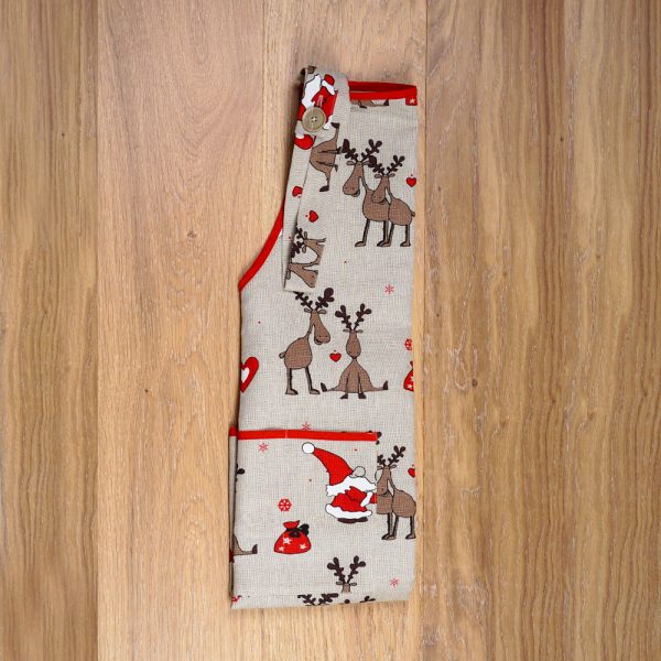 Santa & Deers print linen apron