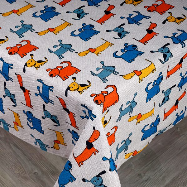 Bright Dogs Print Linen Tablecloth