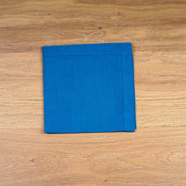 Broderi Drawnwork linen napkin blue
