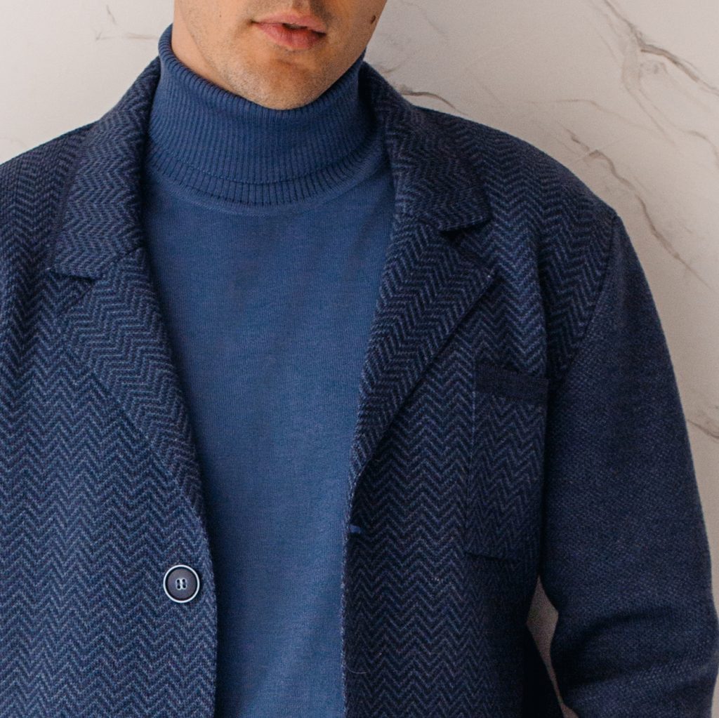 Paul jacquard knit wool blue jacket
