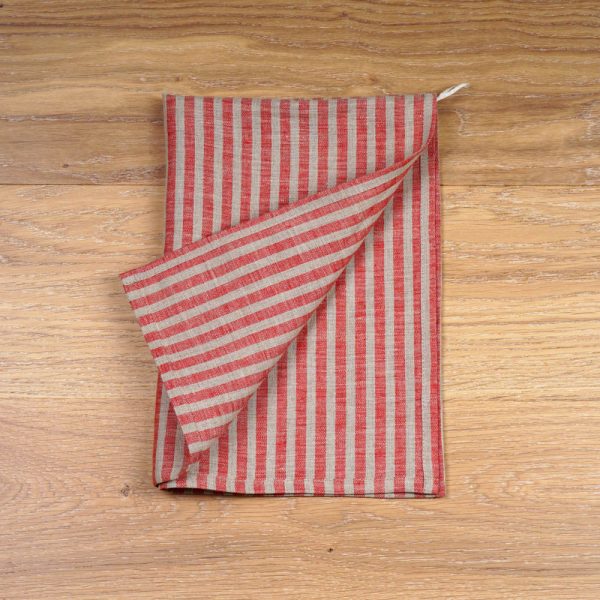 Red striped linen kitchen towel