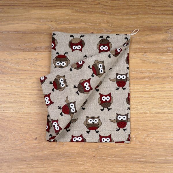 Bordo owl print linen kitchen towel