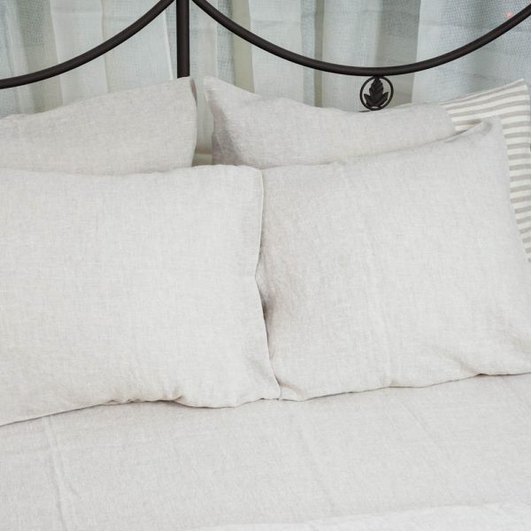 Linen natural grey stonewashed linen pillowcase