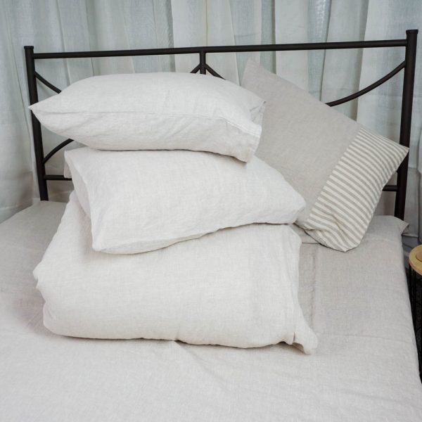 Linen natural grey stonewashed linen pillowcase