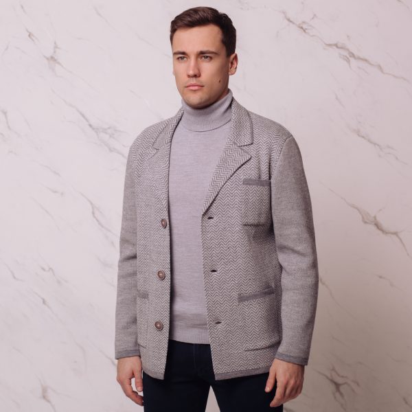Paul jacquard knit wool gray jacket