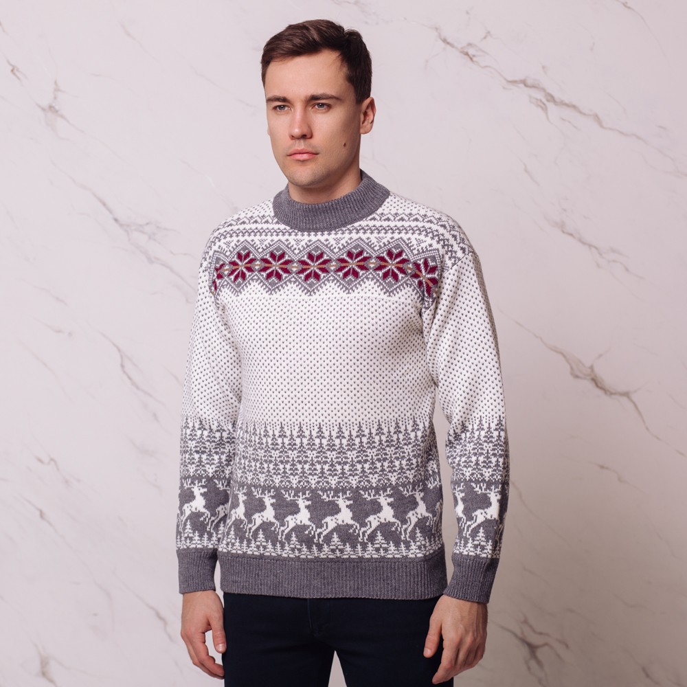 Tomas unisex sweater with jacquard knit gray